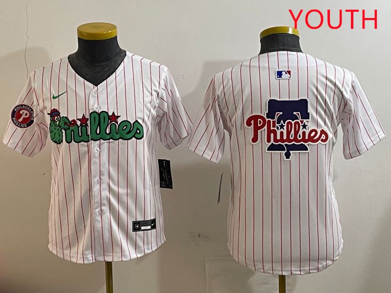 Youth Philadelphia Phillies Blank White three generations Joint Name Nike 2025 MLB Jersey style 6->youth mlb jersey->Youth Jersey